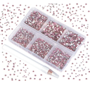 7200 Pieces 6 Mixed Sizes Glue Fix on Glass Rhinestones Round Crystal Gems Flatback for DIY Jewelry Making with one Picking Pen(6-Sizes 7200PCS, Lt. Rose)