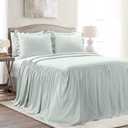 Lush Decor Ruffle Skirt Bedspread Set - 3-Piece Luxurious Farmhouse Bedding - Elegant Ruffle Detail - Timeless Style - Soft Lightweight Sheets - King, Sea Salt