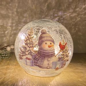 Christmas Snowman Snow Globes, Light Up Tabletop Christmas Decor, 4.72'' Battery Operated Winter Snow Globe, Blue Snowman Xmas Holiday Table Decorations, Glass Led Snow Globe