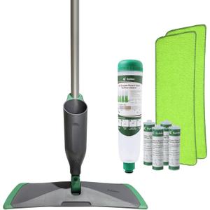Eyliden Spray Mop - Includes Bio-Enzyme Multi-Surface Cleaner Concentrate, 2 Microfiber Pads | All-in-One Solution Floor Cleaning Kit, Long-Lasting Freshness Wet Mops for Hardwood, Tile, Marble (Green+ grey)