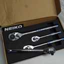 Neiko 03000A 100-Tooth Quick-Release Ratchet-Wrench Set, 1/4-Inch-, 3/8-Inch-, and 1/2-Inch-Drive Ratchets, 3.6-Degree Swing, CrMo Steel, 3-Piece Set