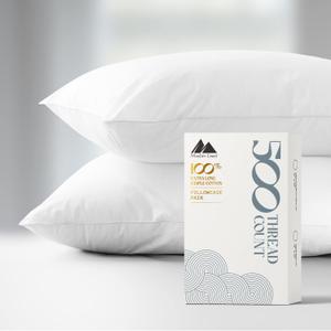 Mayfair Linen 100% Cotton King Size Pillowcases Set of 2-500 Thread Count White Cotton Pillow Cases, Ultra Soft Cooling Sateen Weave King Size Pillow Cases, Set of 2 Pillow Covers for King Pillows