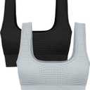 Square Neck Padded Sports Bra, Push Up Sports Bra for Women, Cute Comfy Seamless Scoop U Back Low Impact Workout Gym Yoga Bra (S)