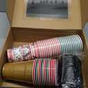 RUSPEPA Disposable Paper Coffee Cups with Lids 16 oz - 48 Pack Snowman and Nutcracker Soldier Design Printed Paper Drinking Cups, Thickened Paper Style for Hot/Cold Beverages, Home, Business and Cafe