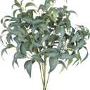 florisso Artificial Greenery Stems for Vase, 5 Pcs Tall Fake Plants Branches Faux Greenery Twigs Leaf for Indoor Home Office Vase Filler for centerpieces, Dark Green