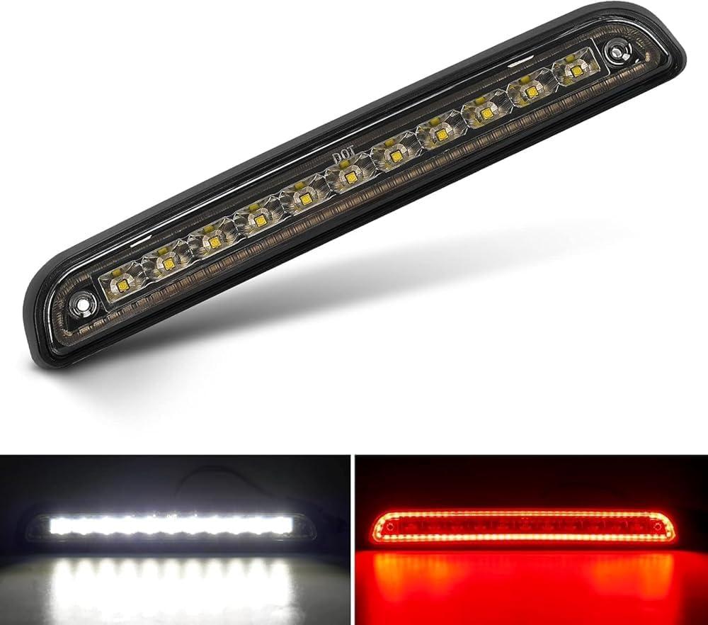 SUPAREE LED Third Brake Light Smoked Lens Fit for 1992 1993 1994 1995 1996 1997 F-ord F150 F250 F350 Super Duty Bronco, 3rd Brake Light Assembly Roof White Cargo Light Red High Mount Lamp