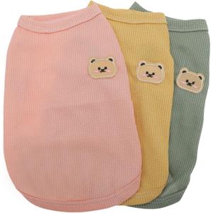 Dog Shirt, Lightweight Breathable Pet T-Shirts, Clothes, Sleeveless Vest Apparel for Small, Yellow Pink Green, 3 Pcs S