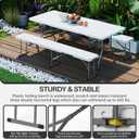 VSOAEIL 6 Foot Folding Bench, Portable Plastic Folding Bench Seat, Foldable Seat for Indoor Outdoor Picnic Camping Dining, Soccer Garden Multipurpose Entertaining Activities, White, 2 Pack