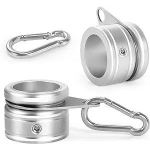 Anovo Flag Pole Rings, Aluminum Alloy Flag Pole Clips Swivels 360° Rotating Anti Wrap Mounting Ring with Carabiner, Flag Pole Kit Parts (Φ:1 Inch Pack of 2(Silver))