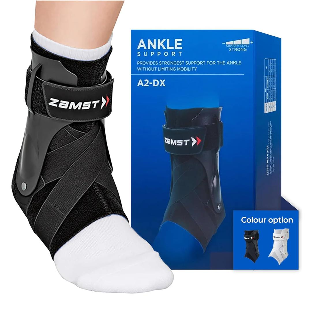 Zamst A2-DX Black Ankle Brace for Sports - Breathable Sports Ankle Support for Men and Women with Guard Stabilizers for High-Grade Ankle Sprain, L- Left, Large