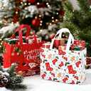 2 x sanchlor 12 Pack Christmas Gift Bags, 12.6"x9.8"x6.7" Large Non-Woven Tote Bags with Handles for Wrapping Xmas Party Favors