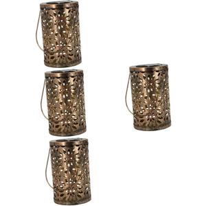 Happyyami 3pcs Garden Solar Light Solar Lights Courtyard Solar Powered Garden Lamp Animal Driveway Light Garden Stake Light Retro Metal Lantern Table Lamp Led Decor Hollow Out Nimh Batteries