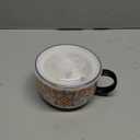 Chubacoo Jumbo Soup Bowl with Lid: 38 oz Ceramic Soup Mug with Big Handle for Ramen Cereal Breakfast Meal Prep Office Lunch Dorm Living - Microwave Safe Extra Large Food Container - Pattern D