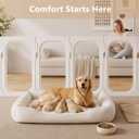 Acrylic Clear Dog Playpen Indoor with Door, 26'' H Transparent Dog Play Pen for Small Dogs, No-Connector Modular Puppy Playpen with Integrated Suction Cups Base, 8 Panels, White