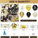 Black Gold Congrats Grad 2026 Party Decorations Kit - Complete Graduation Supplies with Banner, Backdrop and Balloon Garland for High School & College Celebrations