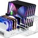 SooPii Multi USB Charging Station,100W 10-Port Type C Fast lPad Charging Station for Multiple Devices with Adjustable Dividers, Charger Organizer Compatible with Phone, Tablet,Kindle and More(White)