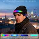 LED Beanie with Light, Unisex Warm Knitted Black Winter Hat, USB Rechargeable Headlamp Cap for Outdoors, Flashlight Beanie Hat for Men Women (Black)