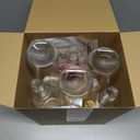 Baderke 6 Set Plastic Coquito Bottles 32 oz Plastic Clear Wine Bottles with Caps and Tags for Home Brewing Wedding Party Favors (Gold)