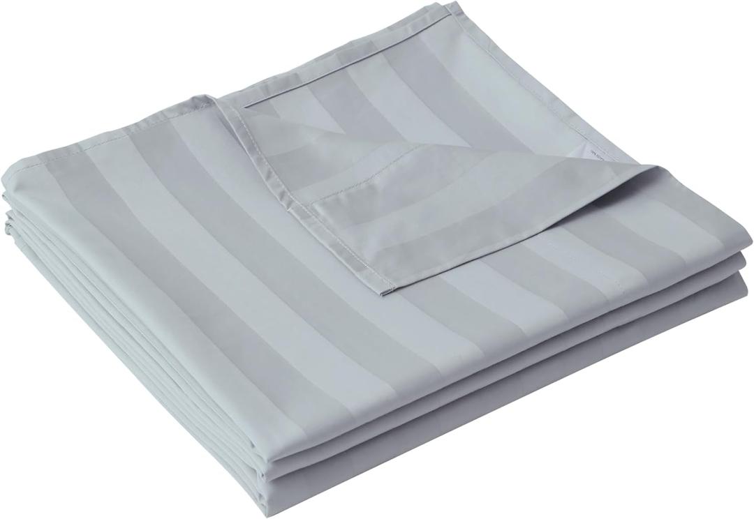 Cotton Twin Flat Sheet Only, 600 Thread Count 100% Egyptian Cotton Top Sheet 1Pcs, Cool & Breathable Flat Bed Sheets Wrinkle, Fade, Stain Resistant (Grey Stripe Twin)