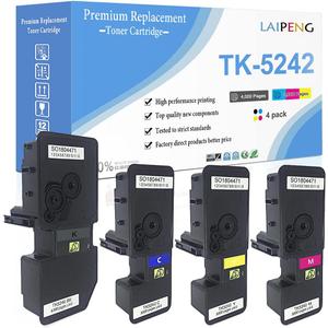 4 Colors Compatible Toner Cartridges TK5242 TK-5242 High Capacity 4000 Pages for Black, 3000 Pages for Cyan Magenta Yellow for Kyocera ECOSYS P5026cdn P5026cdw M5526cdn M5526cdw Laser Printers