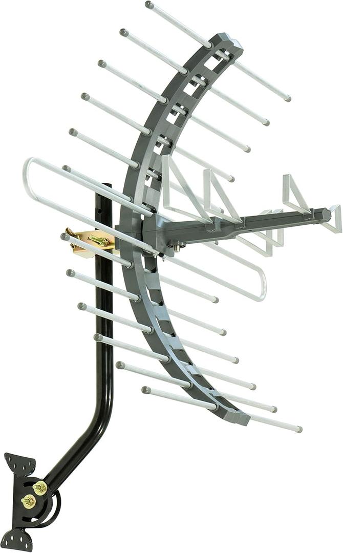 GE Outdoor HD Digital TV Antenna, Long Range Smart TV Antenna, Supports 4K 1080P HD Smart TV VHF UHF, J Mount Included for Attic or Outdoor, Weather Resistant, 29884