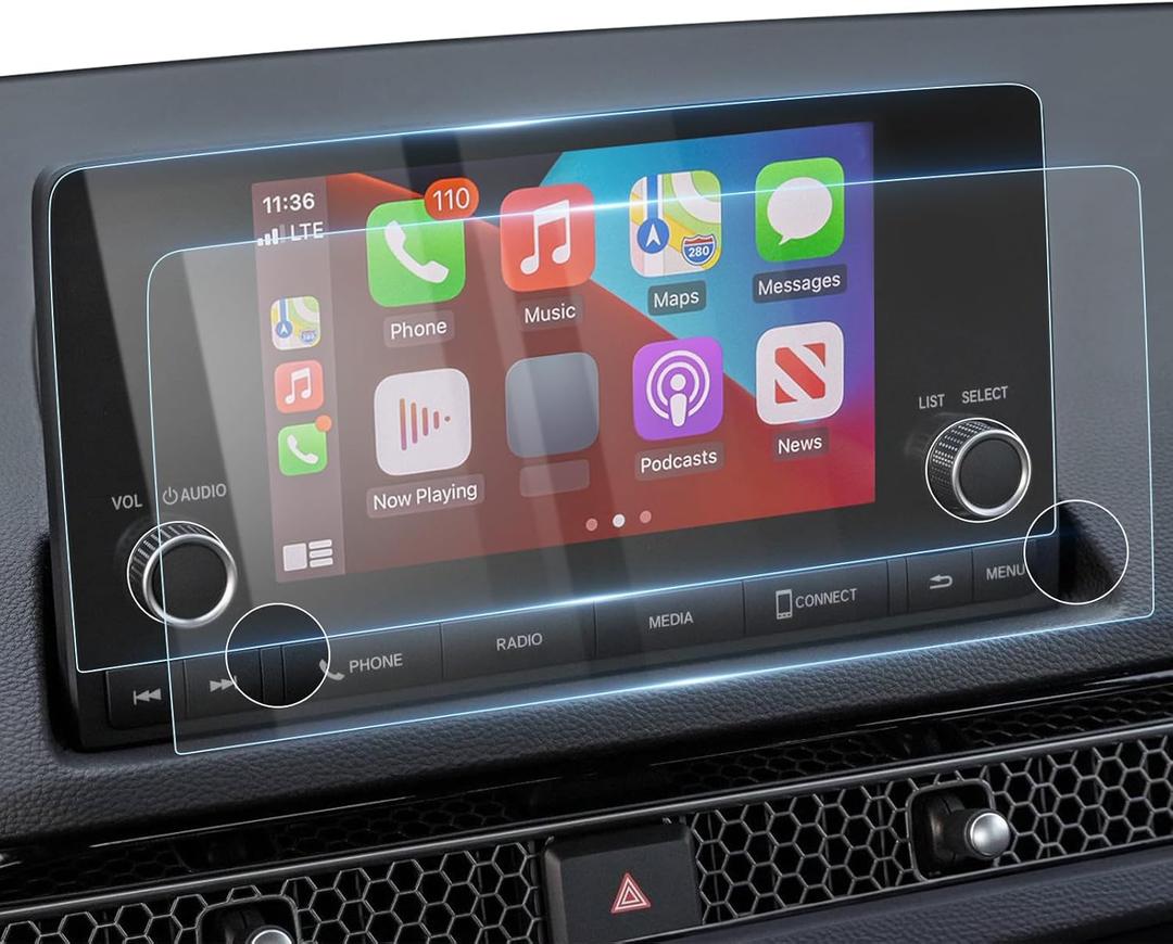 Karltys [Upgrade 2PCS Screen Protector for Honda Civic Sport /11th Gen 2022~2025/HR-V 2023~2025 7-Inch Accessories [No Glare & Fingerprint] for Touchscreen Tempered Glass Navigation Film