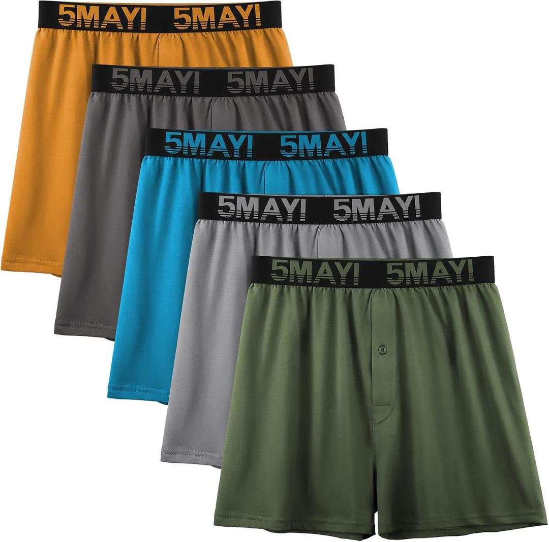 5Mayi Mens Boxers for Men Cotton Men's Underwear Boxer Shorts for Men Pack (Large)