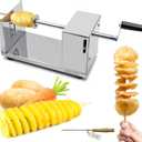 RioRand Manual Spiral Potato Cutter, Stainless Steel Tornado Twister with Blades for Curly Fries, DIY Potato Slicer for Home Kitchen, BBQ, Carrots, Cucumbers (Silver)