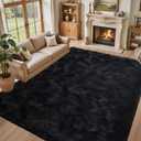 5x7 Black Area Rugs for Living Room, Large Fluffy Shag Bedroom Rugs NonSlip, Ultra Soft Plush Carpet for Nursery Kids PlayRoom Dorm Office Indoor Modern Carpets