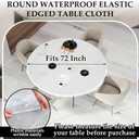 Boao 6 Pcs 72 Inch Round Plastic Fitted Tablecloth with Elastic Edge Design Waterproof Table Cover Plastic Tablecloth Protector for Table(White)