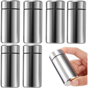 Dicunoy 6 Pack Small Storage Jars with Lids, 1.4oz Portable Aluminum Storage Containers, Waterproof Mini Metal Tins, Pocket Bottles for Spices, Tea, Traveling