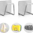 2-Pack Stainless Steel Sponge Holder for Kitchen Sink - Rustproof Brushed SUS304 Sponge Caddy Organizer, Wall/Surface Mount, Drainage Design, Clutter-Free Storage