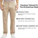 Men's Classic Fit Dress Pants with Hidden Expandable Waistband - Smooth Fabric, Slightly Tapered Leg, Business Casual & Formal Wear(KHAKI38W32L)