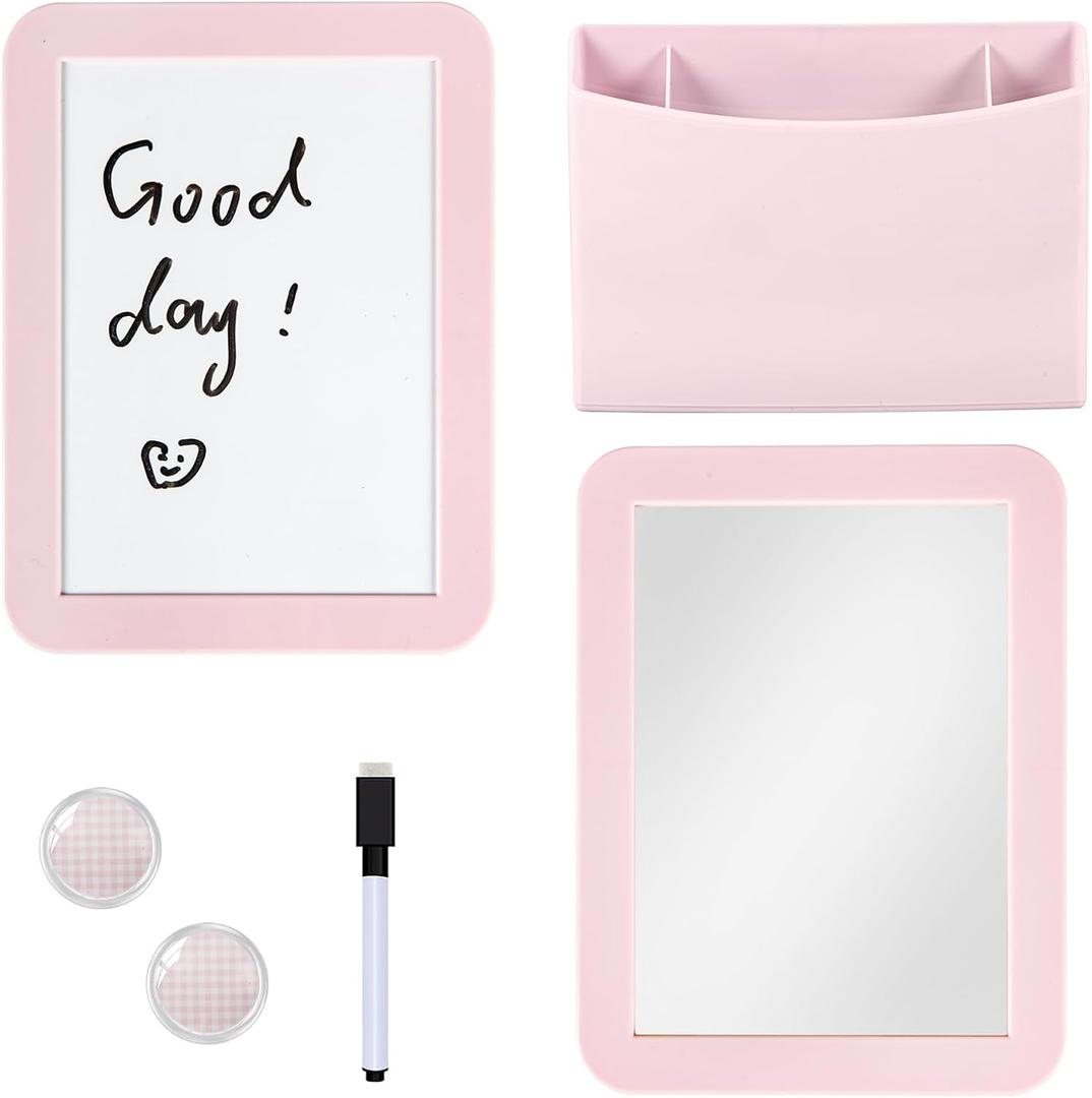 Pink Locker Accessories for Girls with Magnetic whiteboard, Locker Mirror and Pen Holder, Locker Decoration for School Locker, Locker Organizer for Work, Back to School Essentials Pink Locker Accessories for Girls with Magnetic whiteboard, Locker Mirror and Pen Holder, Locker Decoration for School Locker, Locker Organizer for Work, Back to School Essentials
