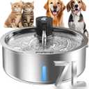 Dog Water Fountain, 7L/1.8G/236oz Stainless Steel Dog Water Fountain for Large Dogs, Dog Water Bowl Dispenser, Super Quiet Pump and Replacement Filters for Cats and Dogs (Silver)