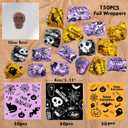 2 x 2-Pack Halloween Skull Chocolate Molds  70-Cavity Skull Silicone Mold + 150 Halloween Foil Wrappers  DIY Candy, Chocolate & Treats