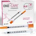 ONE-CARE Syringes 0.5ml/cc, 30G x 5/16"(8mm), Orange Cap, 100/bx