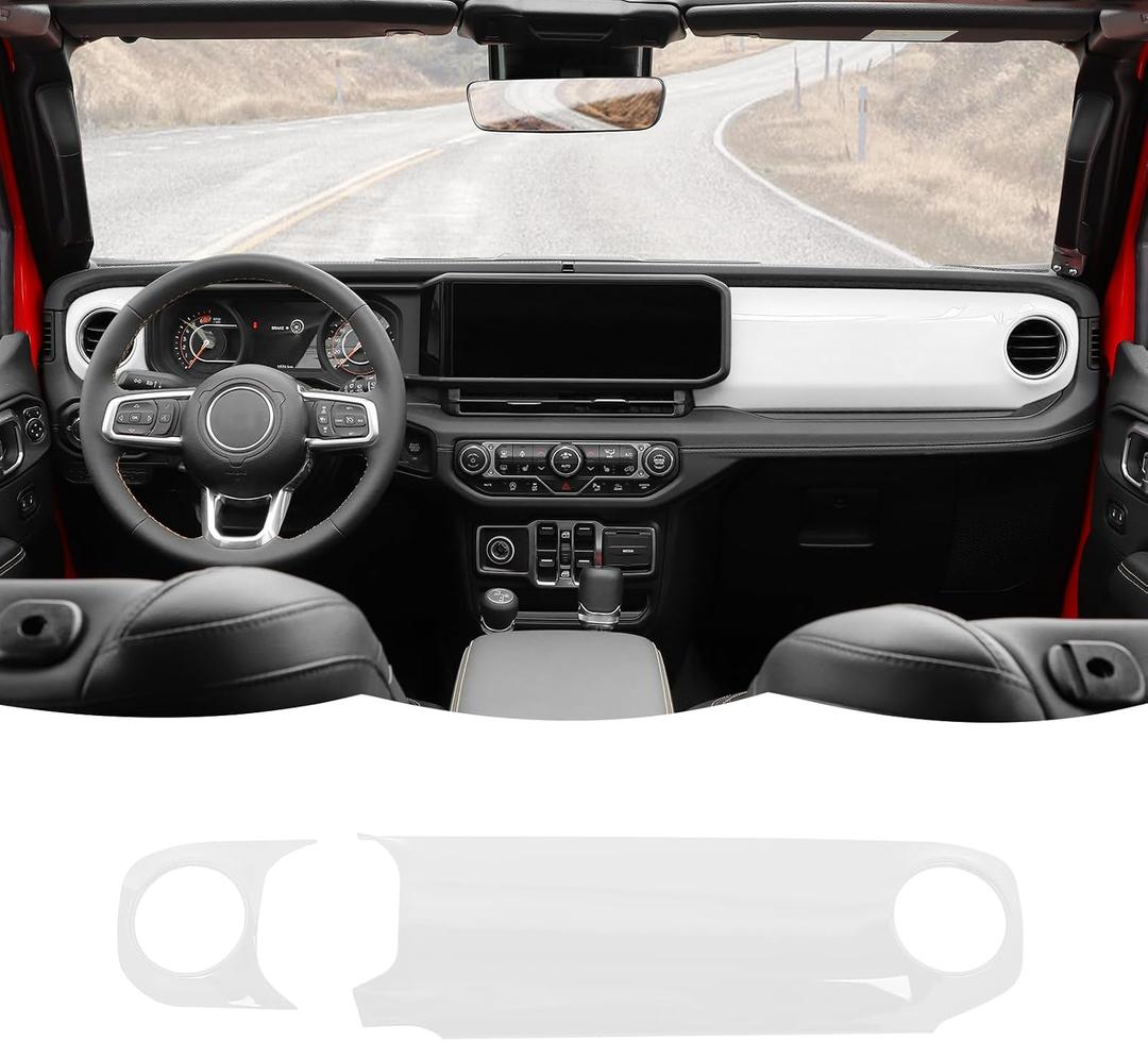 RT-TCZ Center Console Trim Cover Dashboard Control Panel Cover Decorative Interior Accessories Compatible with Jeep Wrangler JL JLU & Gladiator JT 2024+,White