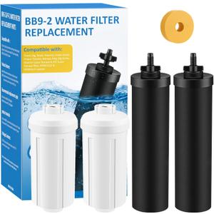 Water Filter Replacement Compatible with Berkey, BB9-2 Filters & PF-2 Fluoride Filters Compatible with Berkey Big, Light, Imperial, Travel, Crown, Royal Series (4 pack)