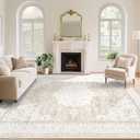 Vintage Living Room Area Rug - 8x10 Large Machine Washable Boho Moroccan Rug Distressed Farmhouse Rugs for Bedroom - Soft Non-Slip Indoor Carpet for Dining Room Office Nursery(Boho Beige, 8'x10')