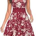 OWIN Women's Vintage Floral Lace Flared A-Line Swing Casual Party Cocktail Dresses Sleeveless Size 2XL