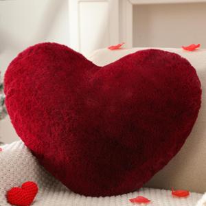 YRXRUS Heart Pillows, Love Heart Shaped Pillow, Small Cute Wine Red Heart Pillows for Gifts, Faux Rabbit Throw Pillows for Her, Kids, Girls Home Decoration, 10X11 Inch