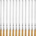 12 Pack Kabob Skewers BBQ Barbecue Skewers Stainless Steel Sticks 22 Inch Heavy Duty Large Wide Reusable with Nonslip Wooden Handle Ideal for Shish Kebab Chicken Shrimp and Vegetables