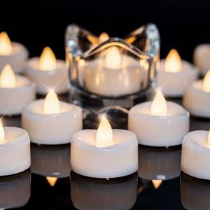 Flameless Candles, 12-Pack Tea Lights Candles Battery Operated Bulk, Flameless Tealight Candles, Realistic Tea Lights for Halloween Christmas Wedding Table Decor, 1.5'' D X 1.25'' H