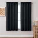 Chyhomenyc Black Curtains 63 Inch Length 2 Panels, Light Filtering Textured Soft Airy Living Room Curtain, Elegant Rod Pocket Window Curtains for Bedroom, Each 42Wx63L, 2PCS