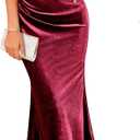 GRACE KARIN 2025 Velvet Wedding Guest Dresses for Women, Winter Formal Cocktail Maxi Dress, Cowl Neck Mermaid Evening Gown (10, Wine Red)