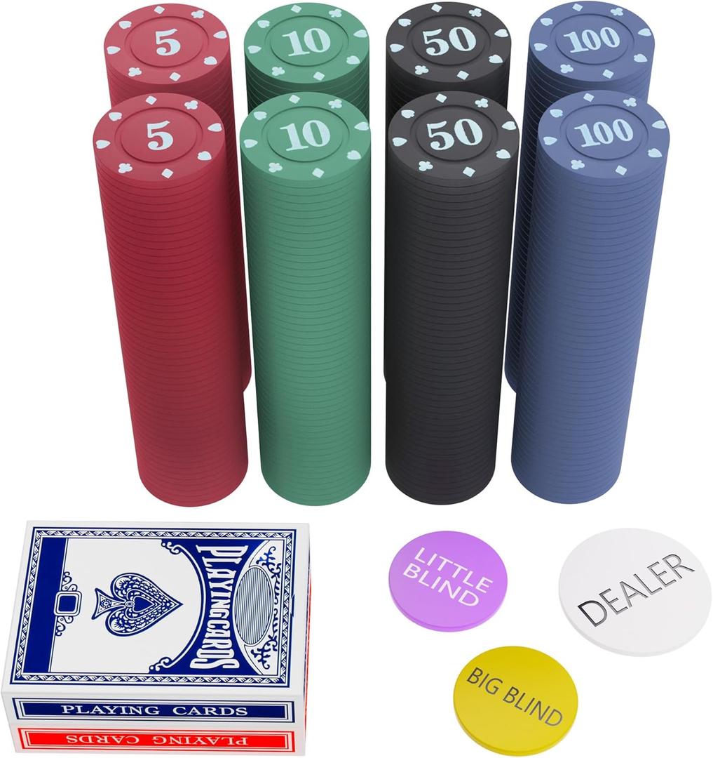 400Pc Numbered Poker Chips Numbers 4g Light Weight Plastic Poker Chip Value Account,Mini Trave Poker Blackjack Sets,2 Decks Playing Cards Texas Holdem Poker Chips Denominations Casino Gambling Games