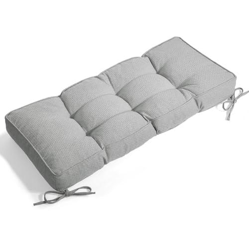 Detiblue Bench Cushion for Indoor Furniture，48x16x4Inch Tufted Bench Seat Cushion with Non-Slip, Comfortable and Durable for Shoe/Entryway/Storage with Cushion（CrossLinen Light Gray）