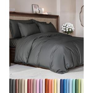 Duvet Cover King Size - Extra Soft King Size Duvet Cover - Lightweight, Breathable & Cozy - Easy Care & Fade Free w/ Zipper Closures & Ties - 104" x 90" Inches - (Charcoal) Comforter Not Included