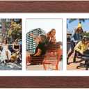 8x16 Picture Frame Display 3 opening Picture Frame 5x7 Collage,Multi Photo Frame with Mat,Plexiglass,Horizontal and Vertical Formats for Wall Decor,Walnut Wood Grain, 8x16 - (3 open5x7